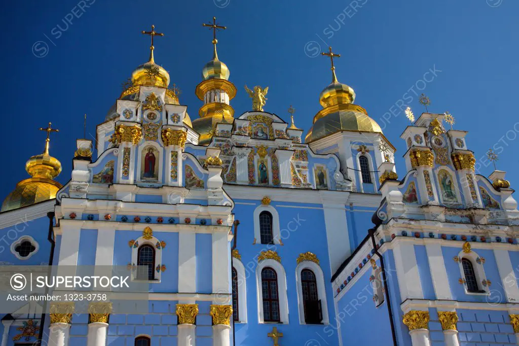 Low angle view of a St. Michael's Golden-Domed Monastery, Kiev, Ukraine