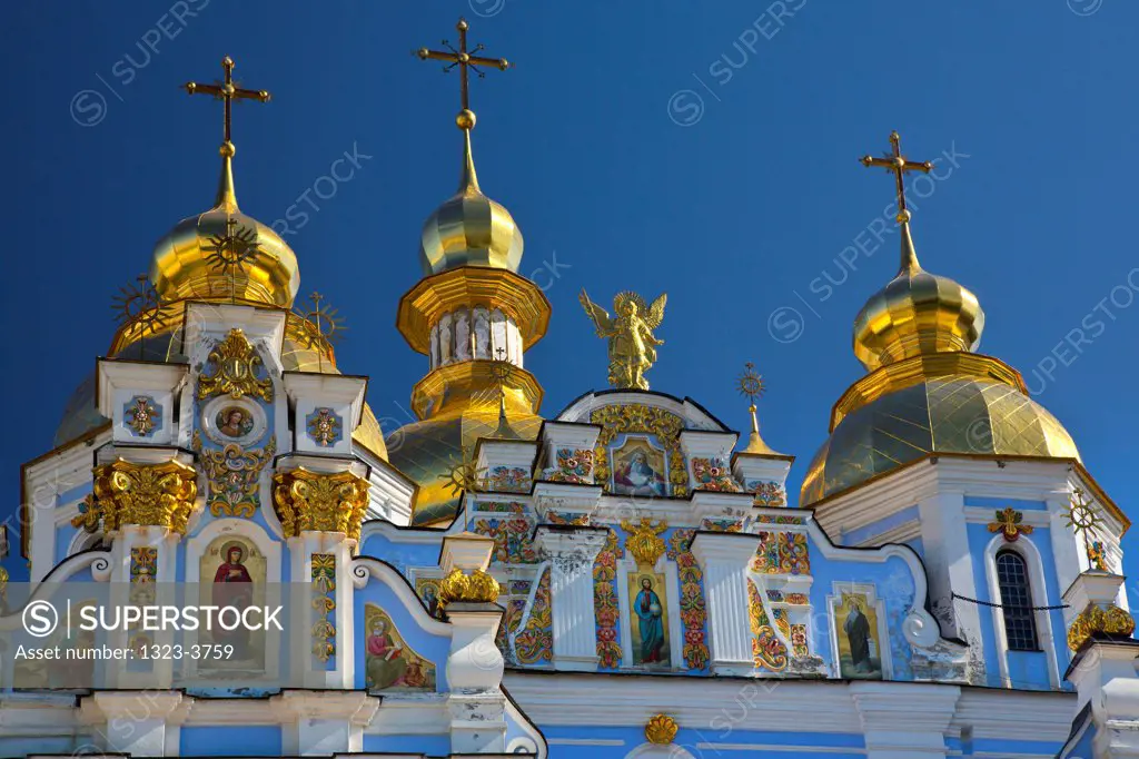Low angle view of a St. Michael's Golden-Domed Monastery, Kiev, Ukraine