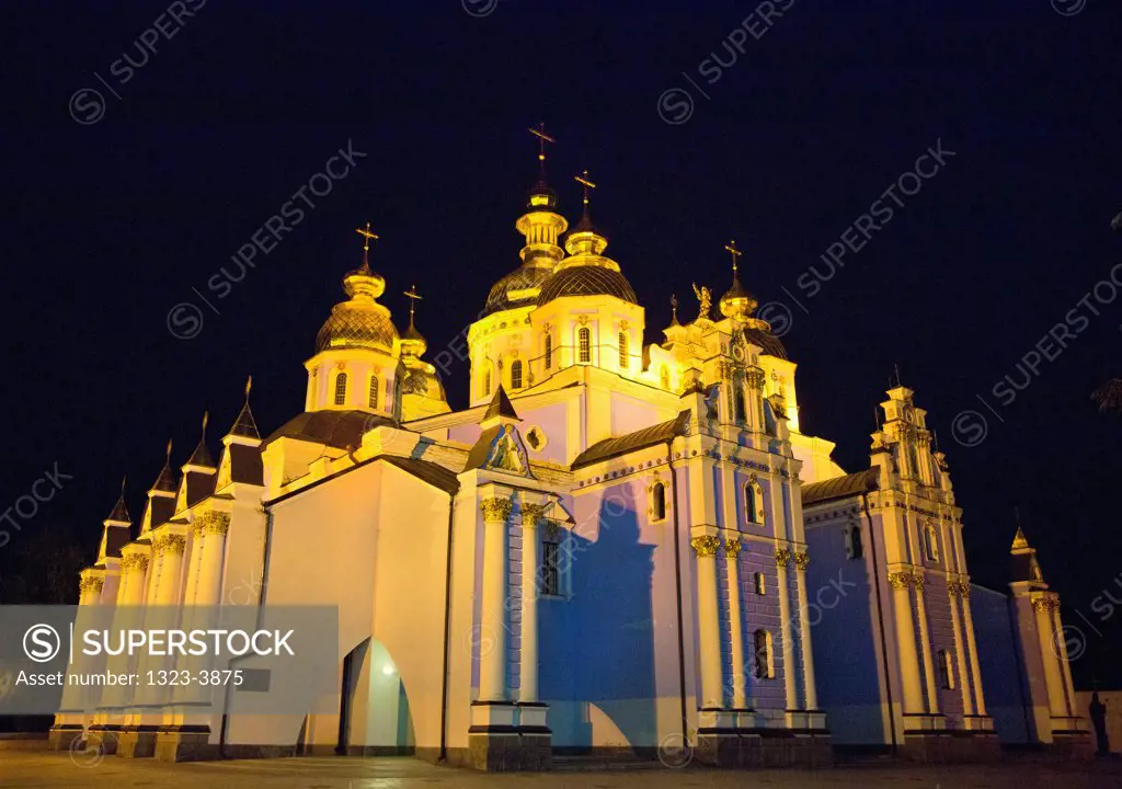 St. Michael's Golden-Domed Monastery at night, Kiev, Ukraine
