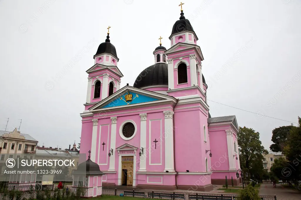 Facade of the Holy Spirit Orthodox Cathedral in Chernivtsi, Ukraine