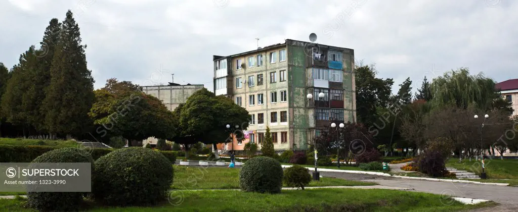 Soviet style buildings in a small town in the Ukraine