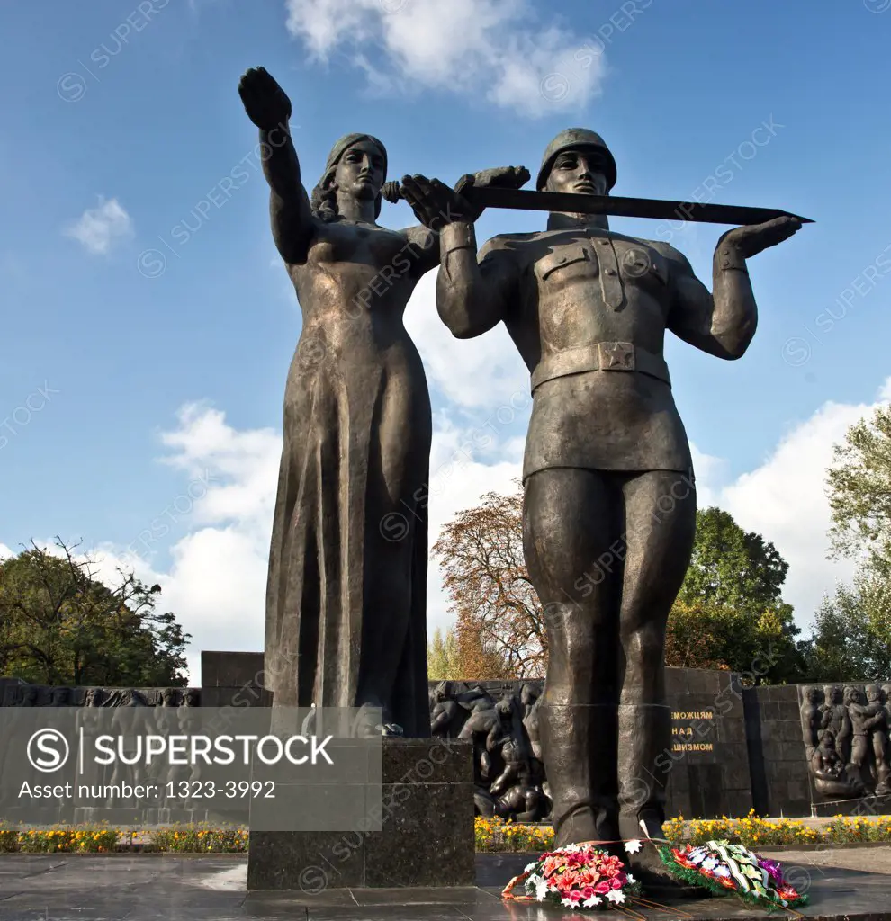 Statues at a memorial, Soviet Glory Monument, Lviv, Ukraine