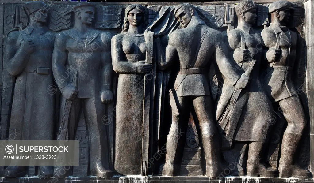 Carved statues at a memorial, Soviet Glory Monument, Lviv, Ukraine