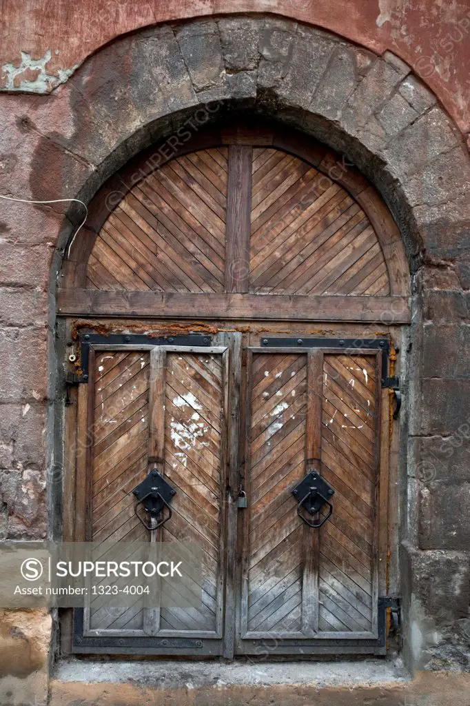 Closed door of a building, Lviv, Ukraine