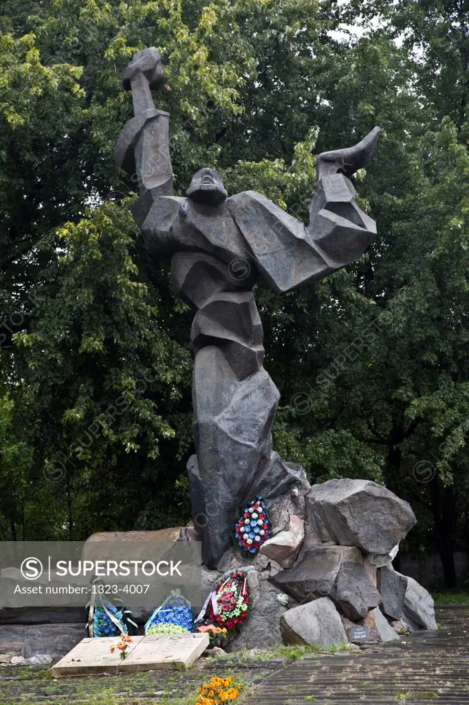 Statue at a memorial, Holocaust Memorial, Lviv, Ukraine