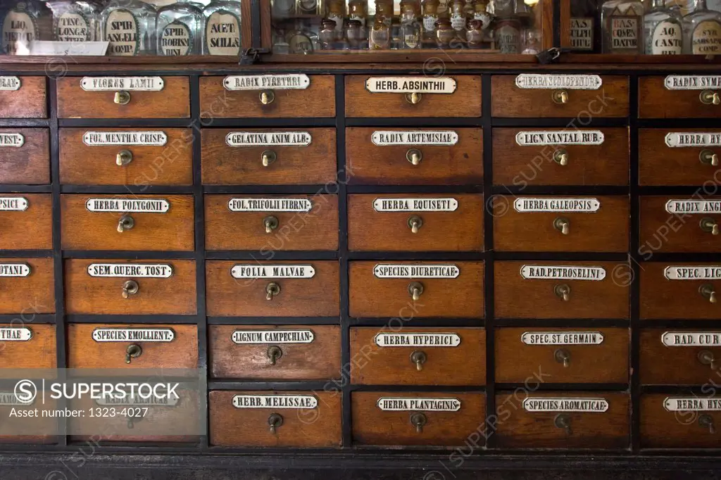 Apothecary filing cabinet in Lviv, Ukraine
