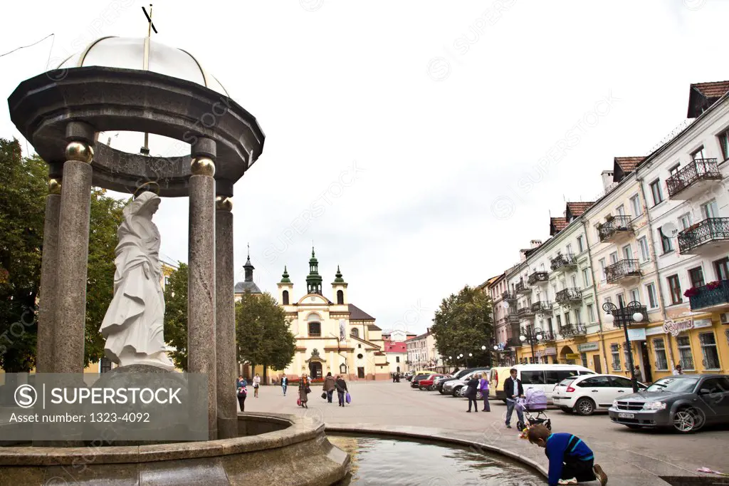 Ukraine, Ivano-Frankivsk, Fountain Rotunda of Our Lady of Frankivsk