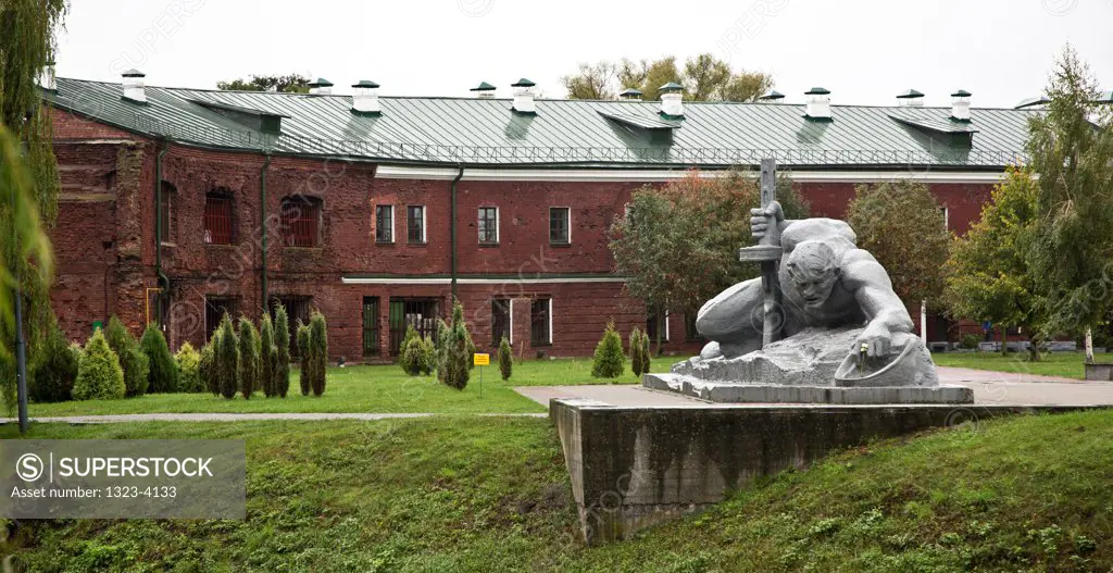 Belarus, Brest, Brest Fortress, Sculpture Thirst and barracks in Brest Memorial Complex