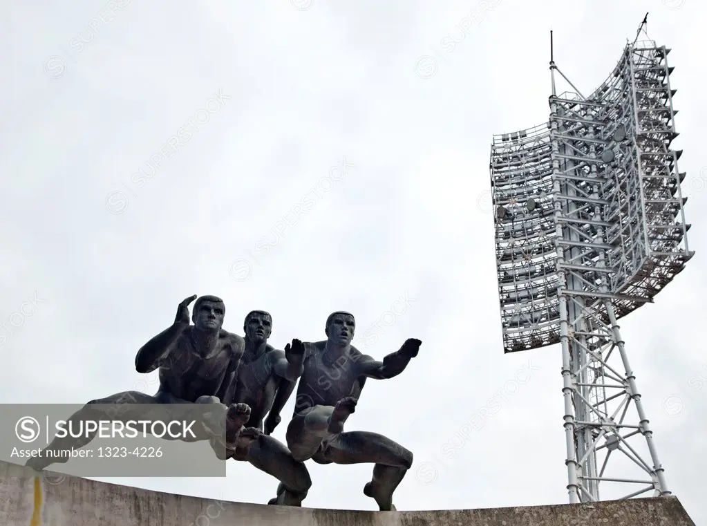 Belarus, Minsk, Athlete Statue atop Dinamo Stadium