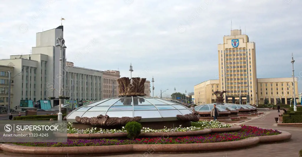 Belarus, Minsk, Independence Square, City view