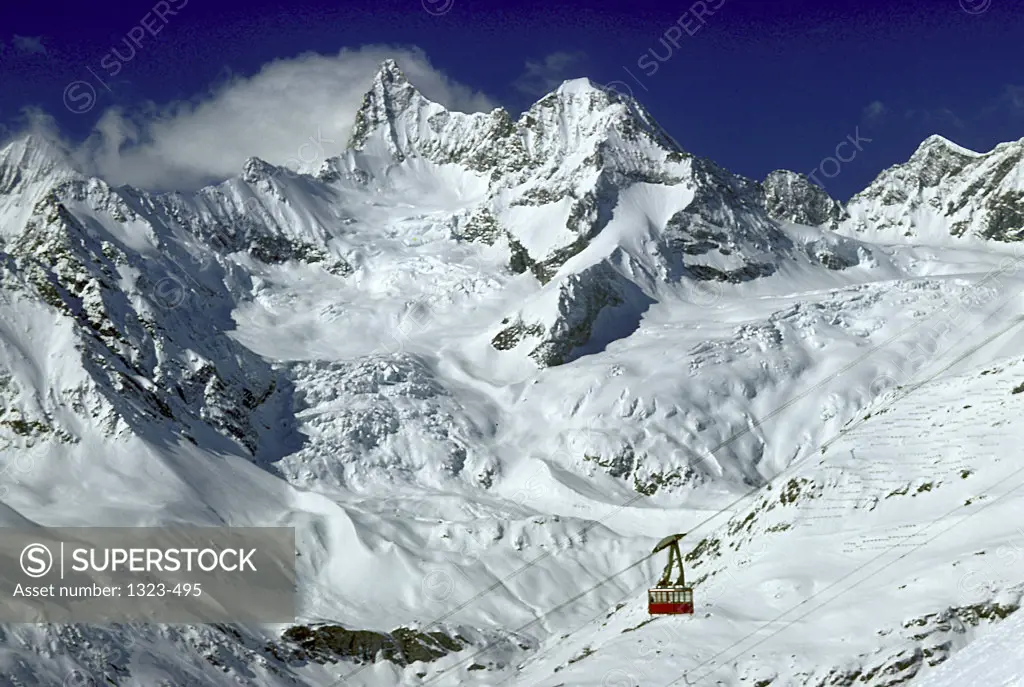 High angle view of a ski lift, Chamonix, France