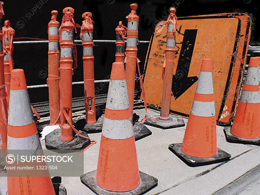 Close-up of traffic cones