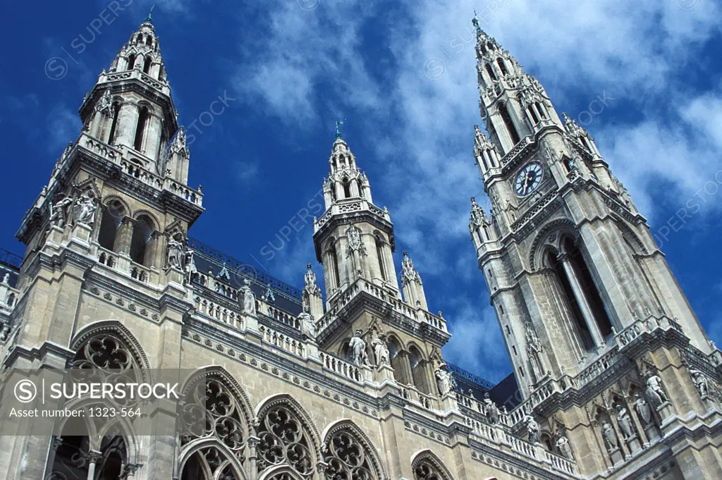 Low angle view of a government building, Rathaus, Vienna, Austria