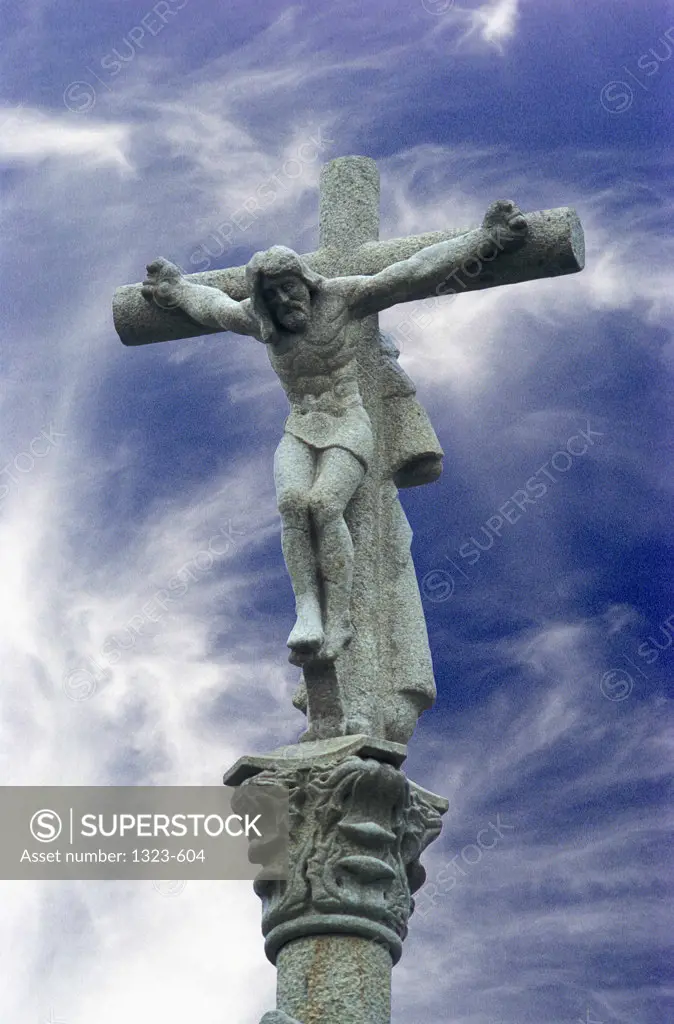 Low angle view of a statue of Jesus Christ