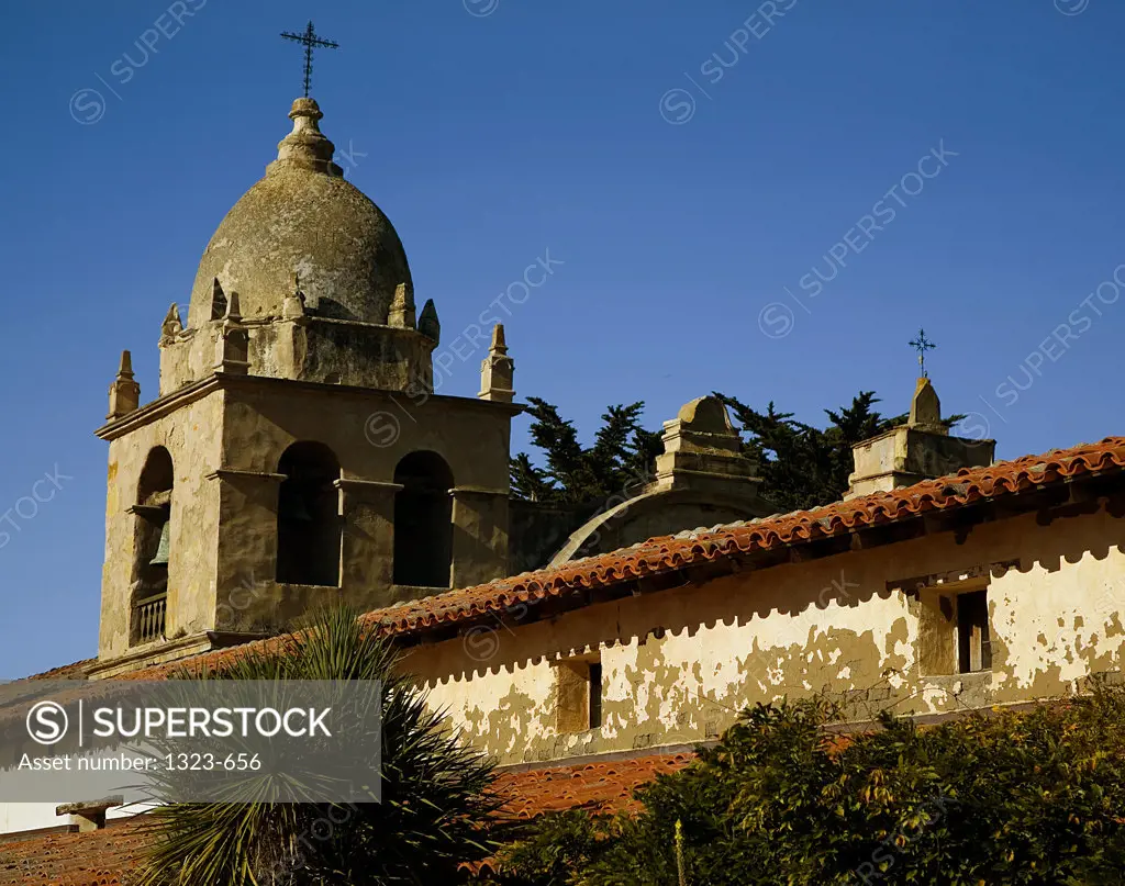 Low angle view of a church, Carmel Mission, Carmel, California, USA