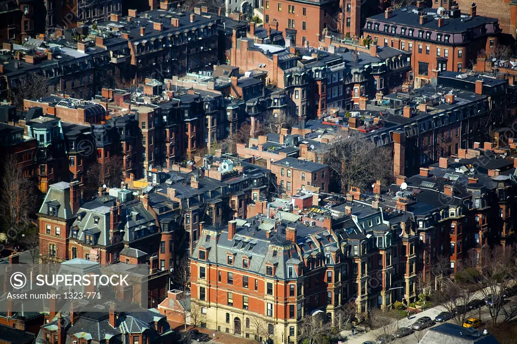 High angle view of buildings in a city, Boston, Suffolk County, Massachusetts, USA