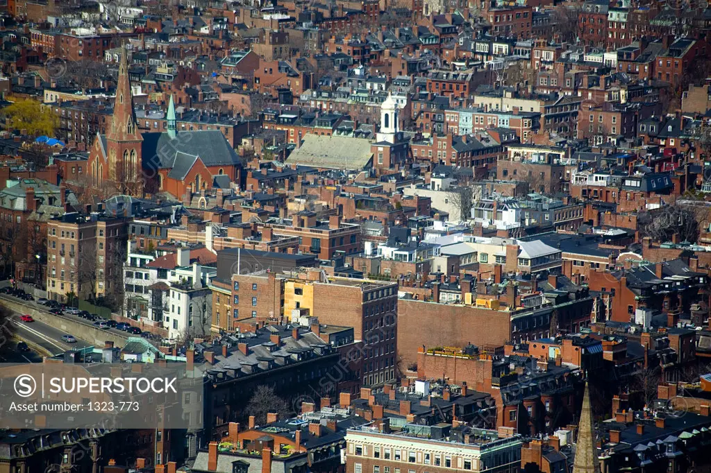 High angle view of a cityscape, Boston, Suffolk County, Massachusetts, USA