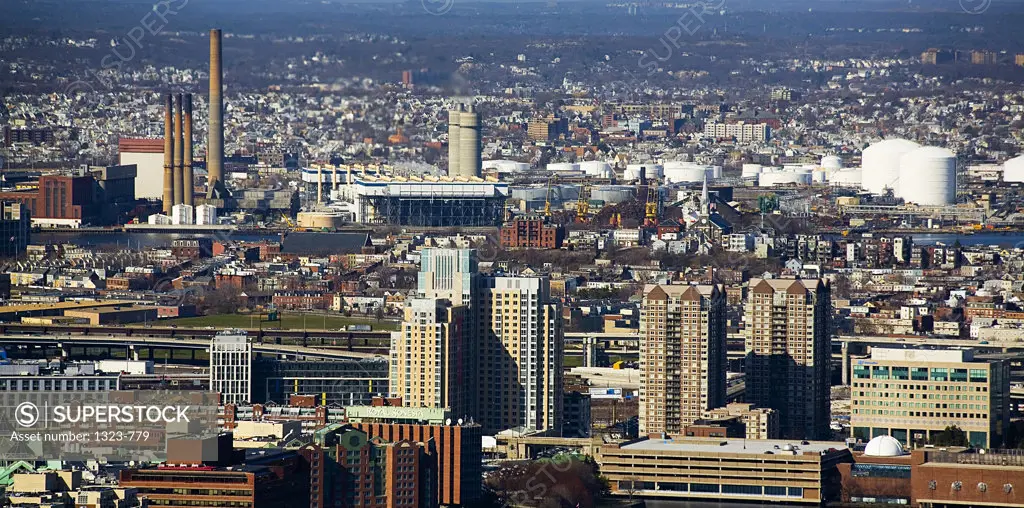High angle view of a cityscape, Boston, Suffolk County, Massachusetts, USA
