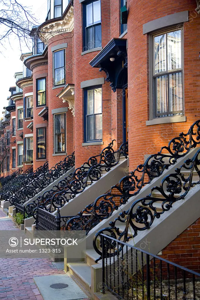 Row houses in a city, Boston, Suffolk County, Massachusetts, USA