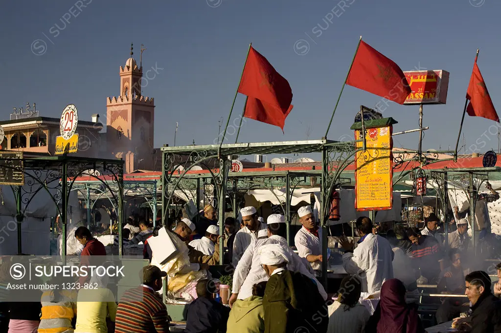 People in a street market, Marrakesh, Morocco