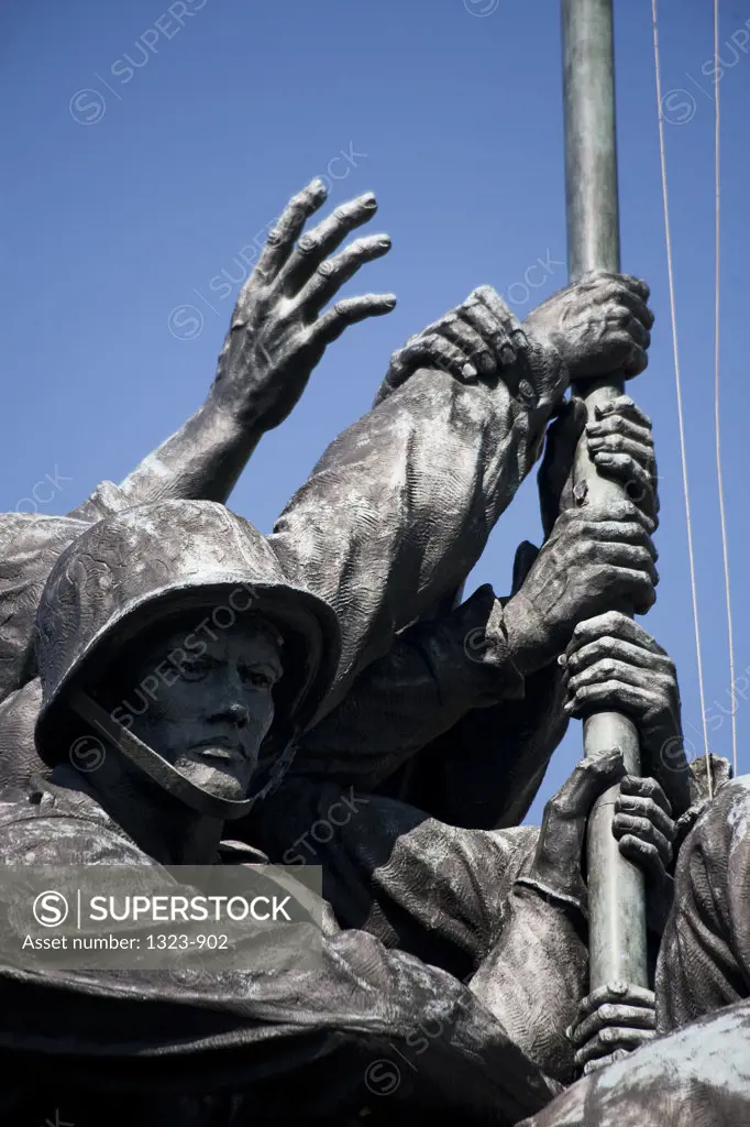 Low angle view of a war memorial, Iwo Jima Memorial, Arlington National Cemetery, Arlington, Virginia, USA