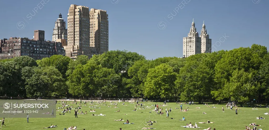 Tourists in a park, Central Park, Manhattan, New York City, New York State, USA
