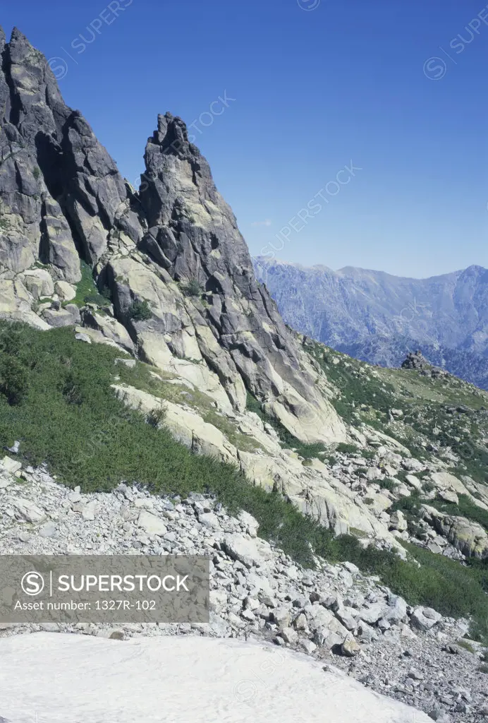 Low angle view of a mountain, Corsica, France