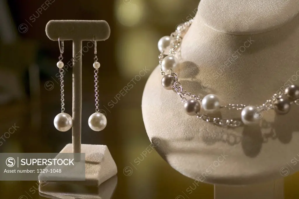 Close-up of jewelry with mannequins, Minneapolis, Minnesota, USA