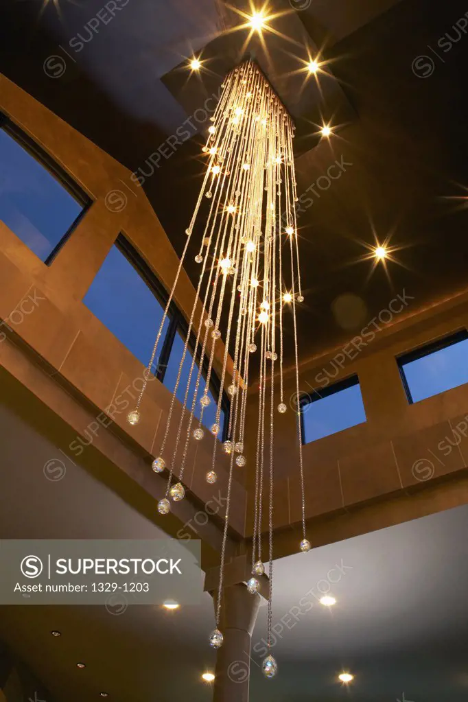 Low angle view of a modern chandelier