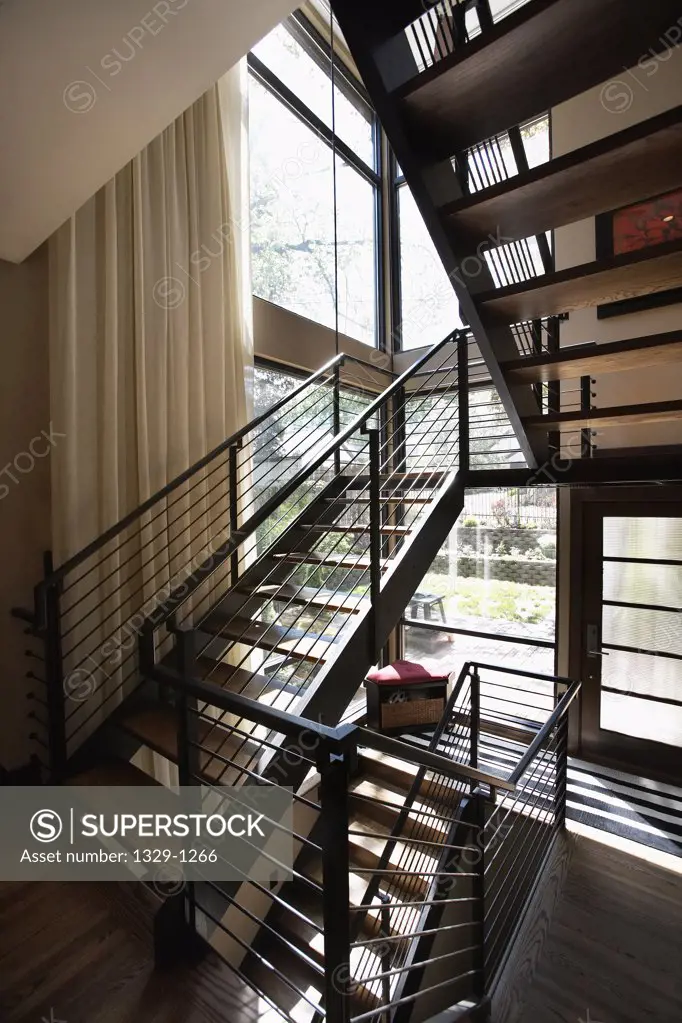 Wooden staircase in a house