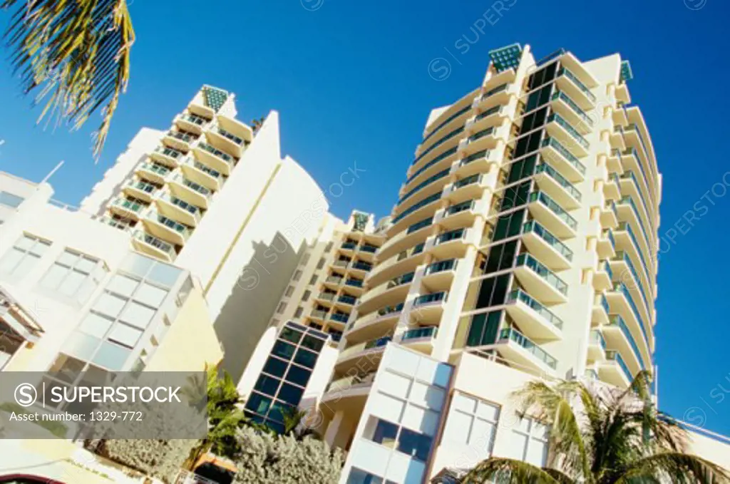 Low angle view of buildings, Miami Beach, Florida, USA