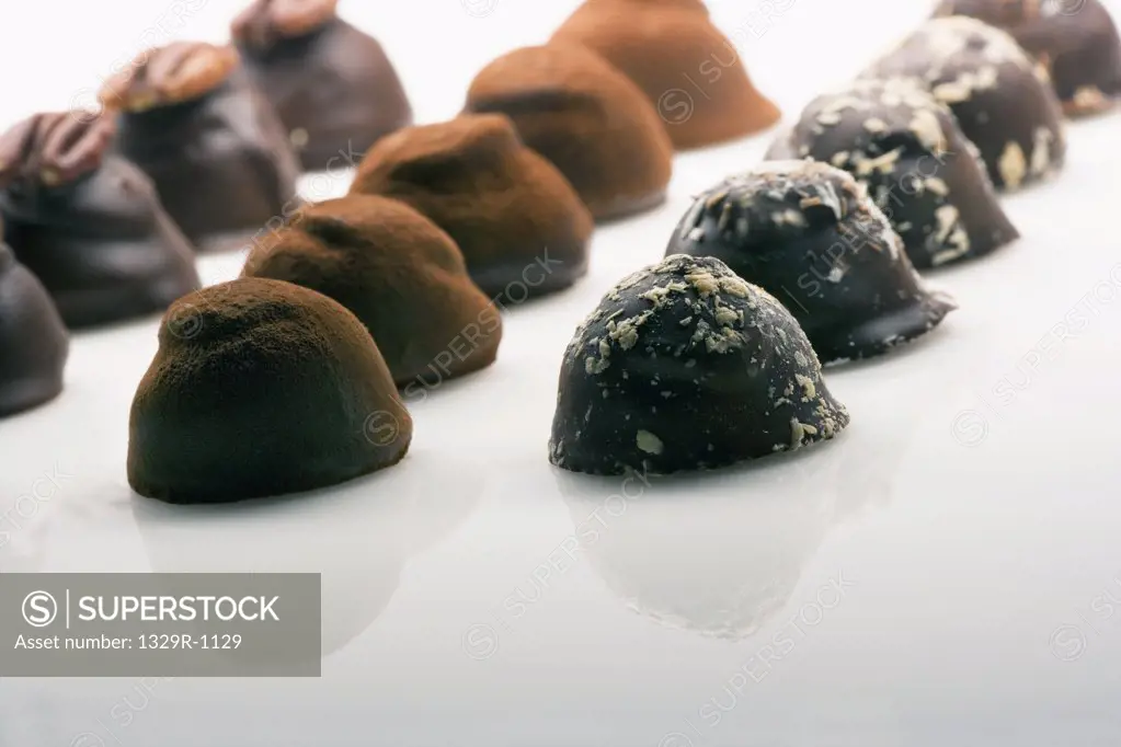 Close-up of assorted chocolate truffles