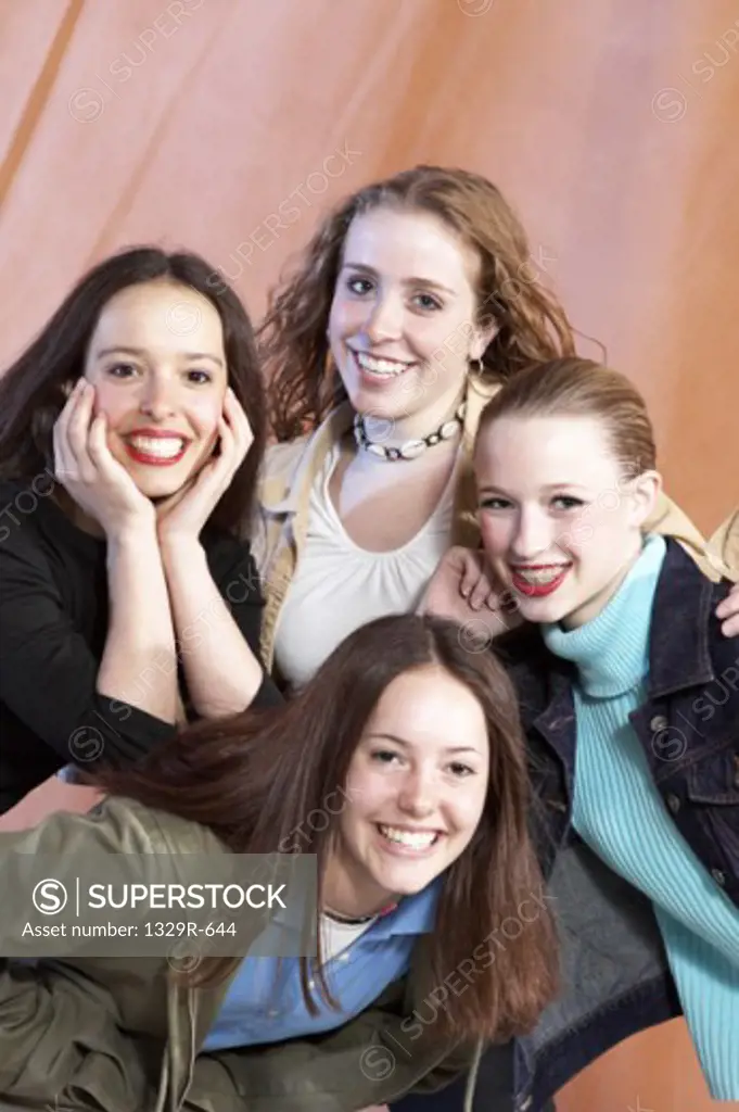 Portrait of a group of teenage girls smiling