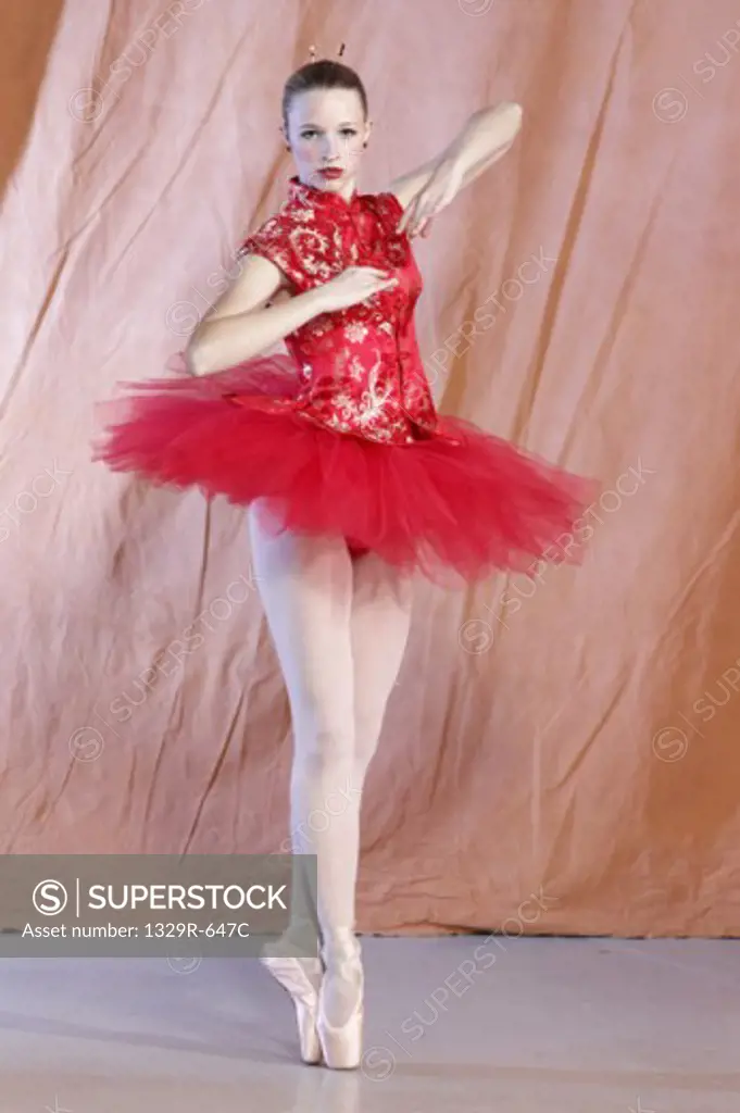 Portrait of a young ballerina performing
