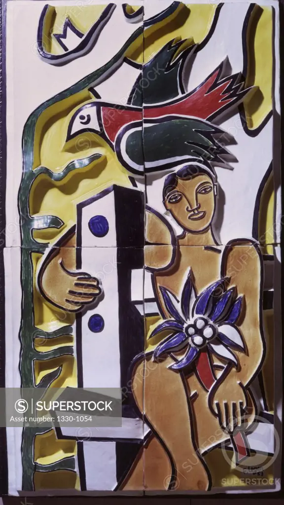Child With Bird by Fernand Leger, Ceramic Polychrome, 1953, 1881-1955, France, Biot, Fernand Leger Museum