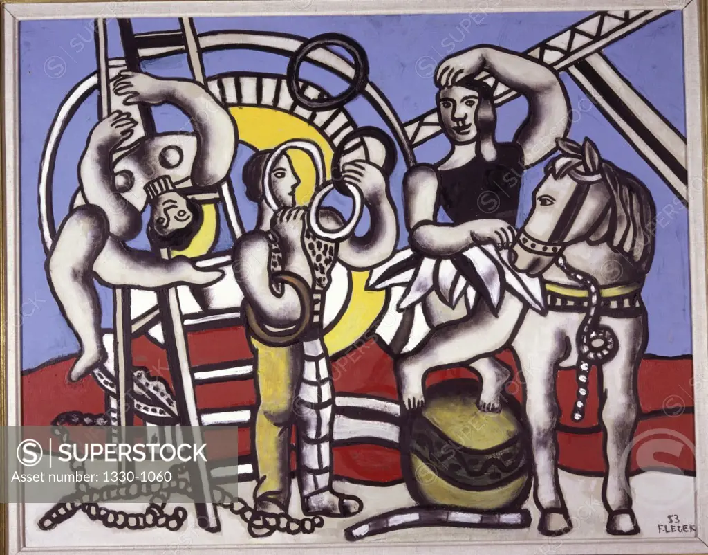 The Black Rider On Blue Background by Fernand Leger, 1953, 1881-1955, France, Paris, Louise Leiris Gallery