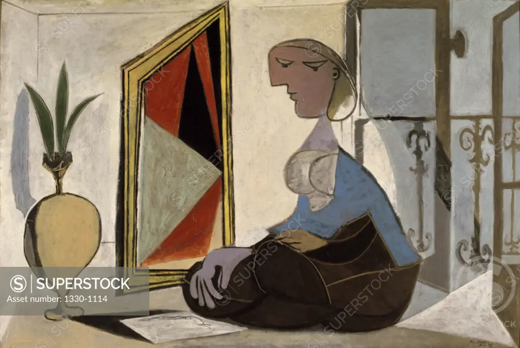 Woman With A Mirror by Pablo Picasso, 1937, 1881-1973, Germany, Nordrhein-Westfalen, Dusseldorf Art Gallery