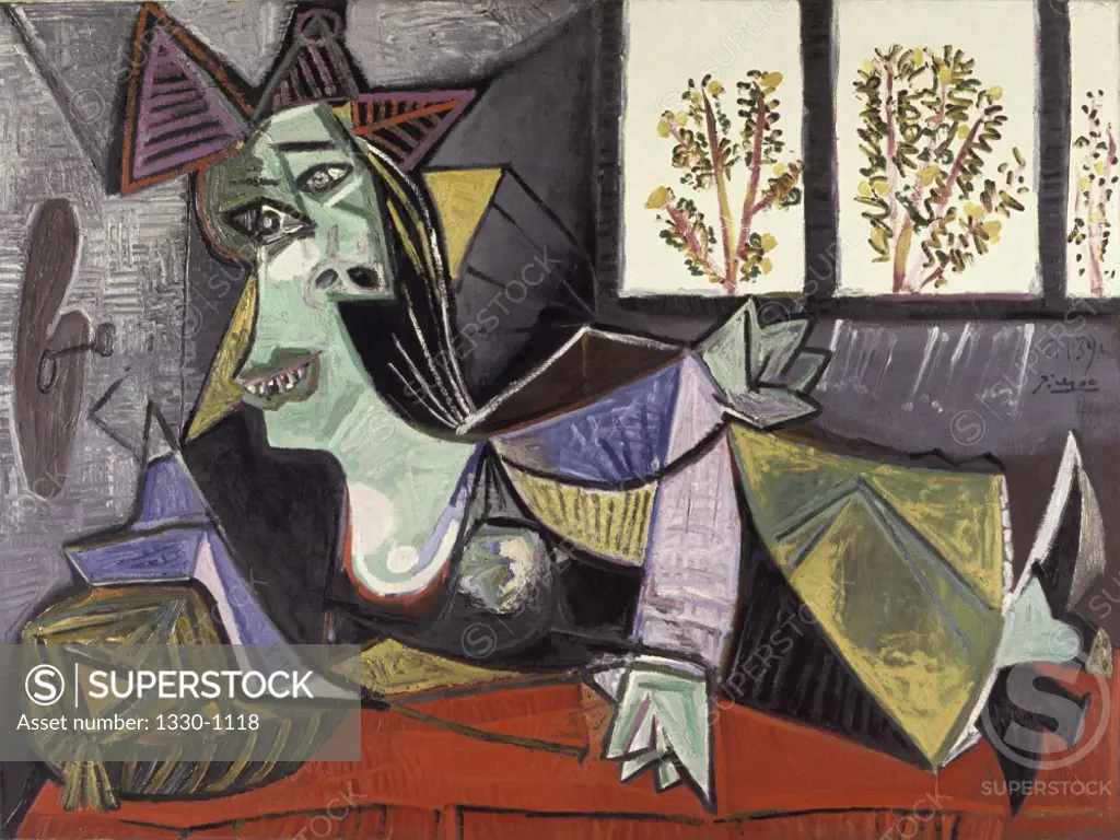 Woman Lying On Couch by Pablo Picasso, Oil painting, 21 January 1939, 1881-1973, USA, New York State, New York City, Collection of Victor Ganz