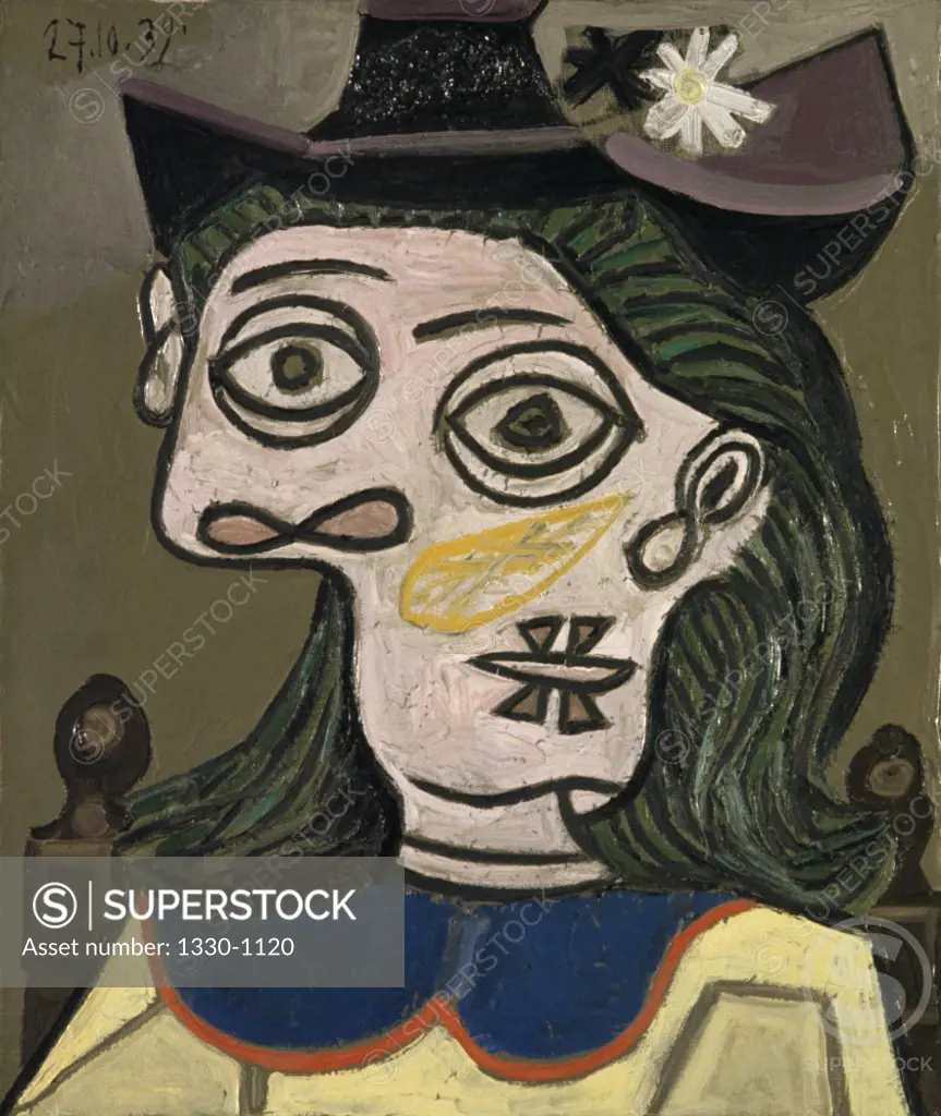 Woman In Hat by Pablo Picasso, Oil painting, 27 October 1939, 1881-1973