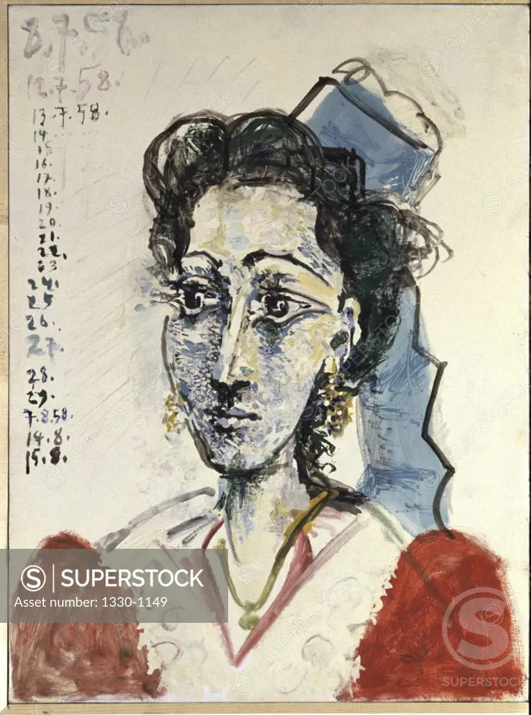 Woman From Arles by Pablo Picasso, Oil painting, 1958, 1881-1973