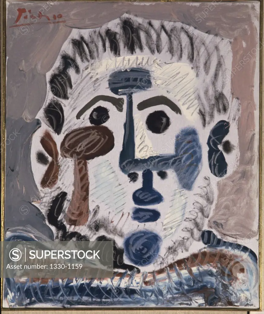 Head Of Man by Pablo Picasso, Oil painting, 13 June 1965, 1881-1973, France, Paris, Louise Leiris Gallery
