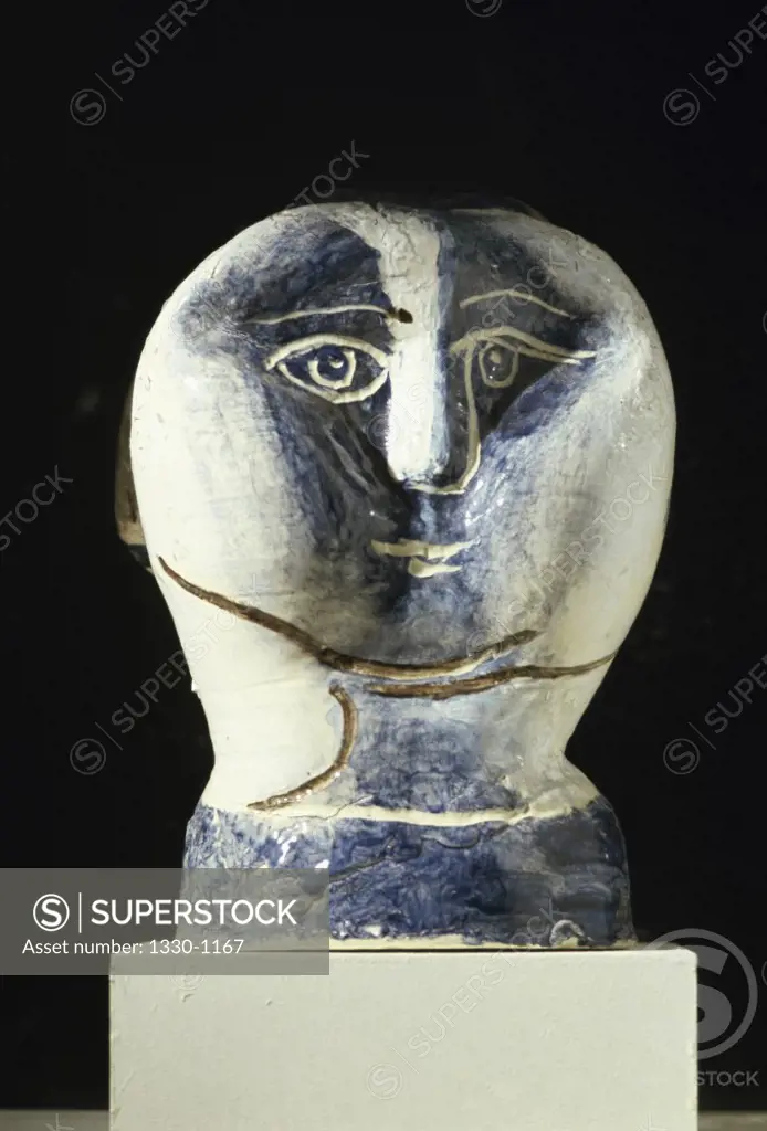 Sculpture Of Large Head With Hairnet by Pablo Picasso, Ceramic, 1950, 1881-1973