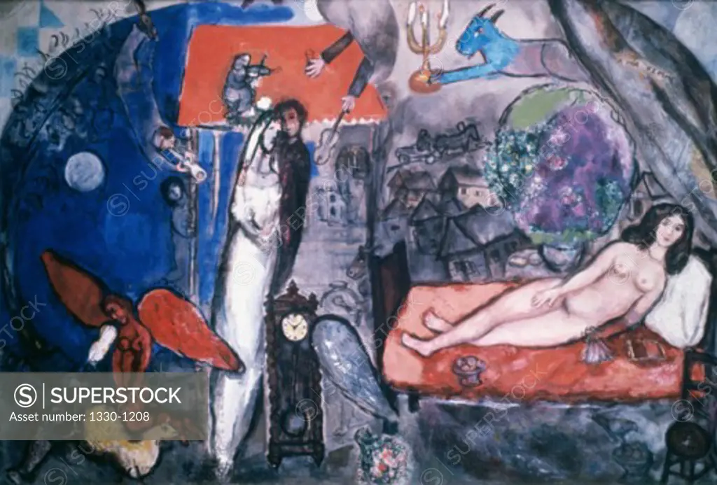 To My Woman by Marc Chagall, Oil on canvas, 1933-34, 1887-1985, France, Paris, Musee National d' Art Moderne Centre Georges Pompidou