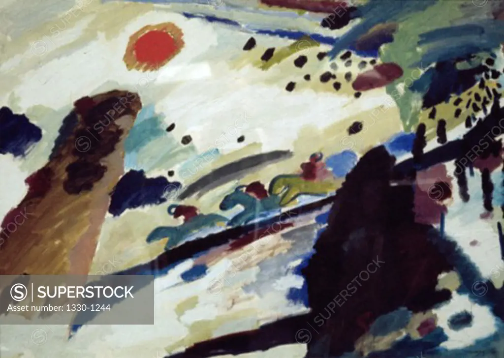Romantic Landscape by Vasily Kandinsky, 1911, 1866-1944, Germany, Munich, Stadtische Galerie im Lenbachhaus