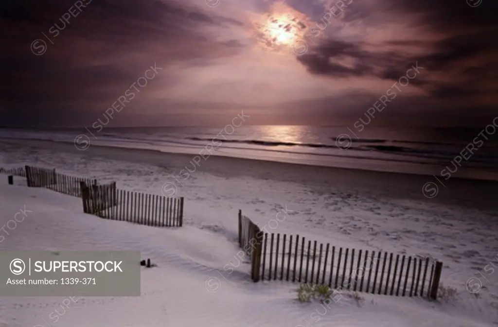 Fence on the beach, Litchfield Beach, South Carolina, USA