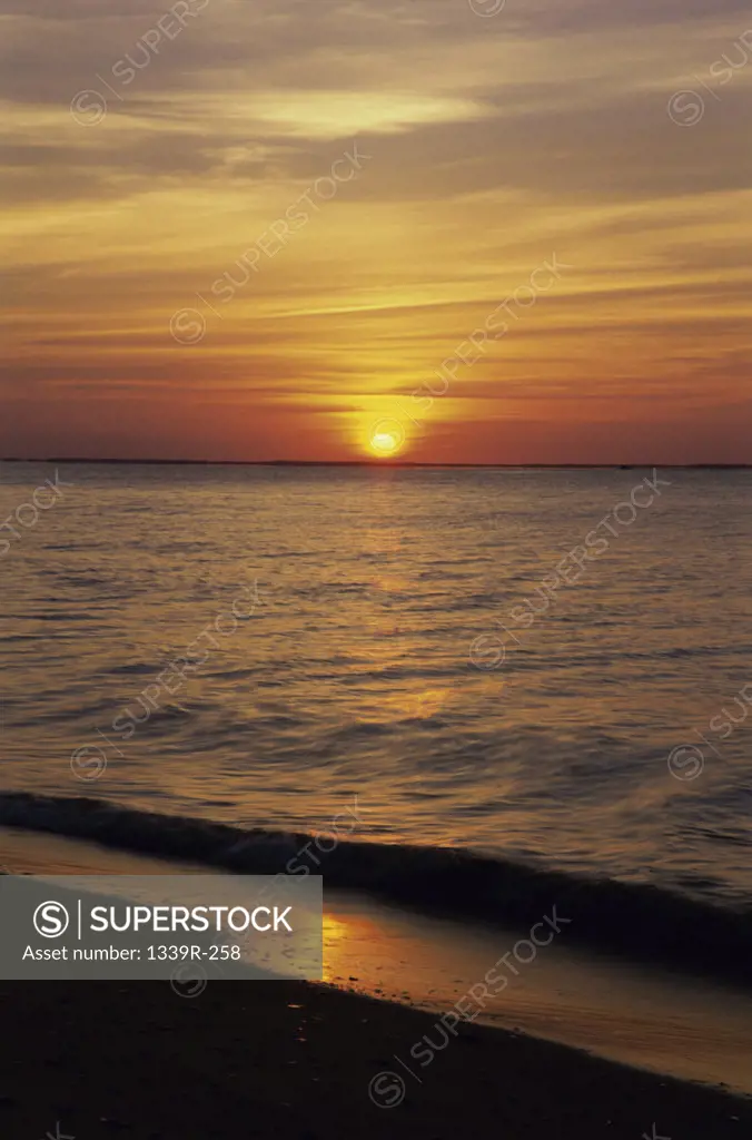 Sunset over the ocean, Chesapeake Bay, Maryland, Virginia, USA