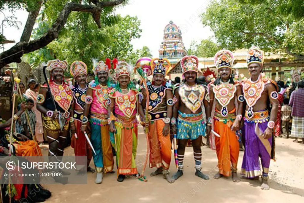 Folk artists performing in Dussehra festival, Kulasekarapattinam, Thoothukudi, Tamil Nadu, India