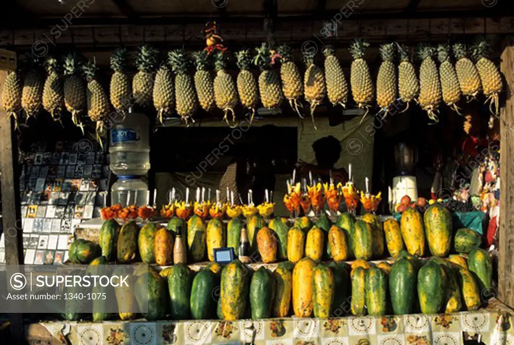 Fruits at a market stall, Marina Beach, Bay Of Bengal, Chennai, Tamil Nadu, India