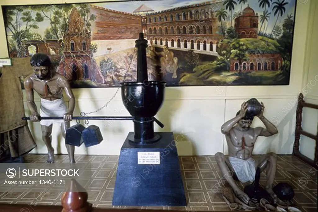 Statues of prisoners in a jail museum, Cellular Jail Museum, Port Blair, Andaman and Nicobar Islands, India