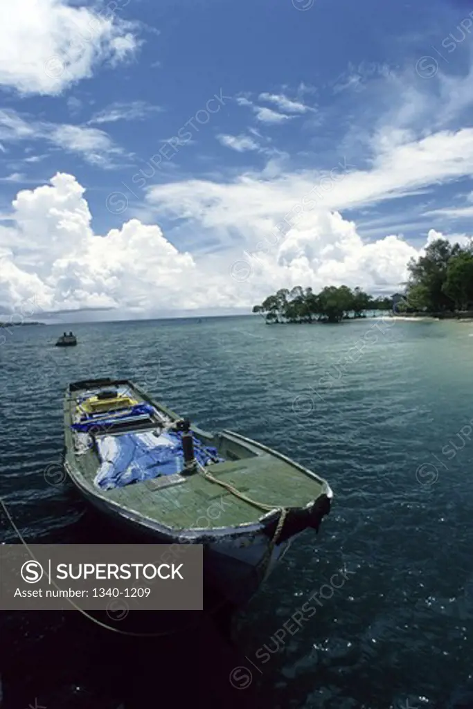 Boat in the ocean, Havelock Island, Andaman Islands, Andaman and Nicobar Islands, India